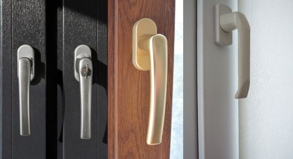 timber windows Handle detail (available in white, chrome, satin chrome, gold and black)
